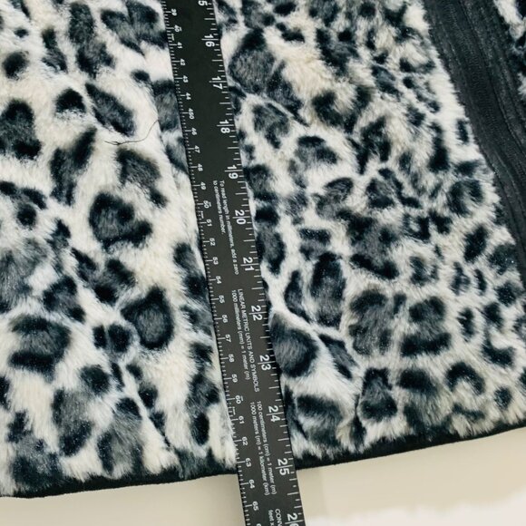 Reversible Leopard Zip Vest Faux Fur Size L Black Quilted Trendy Cozy Layering - Picture 8 of 11
